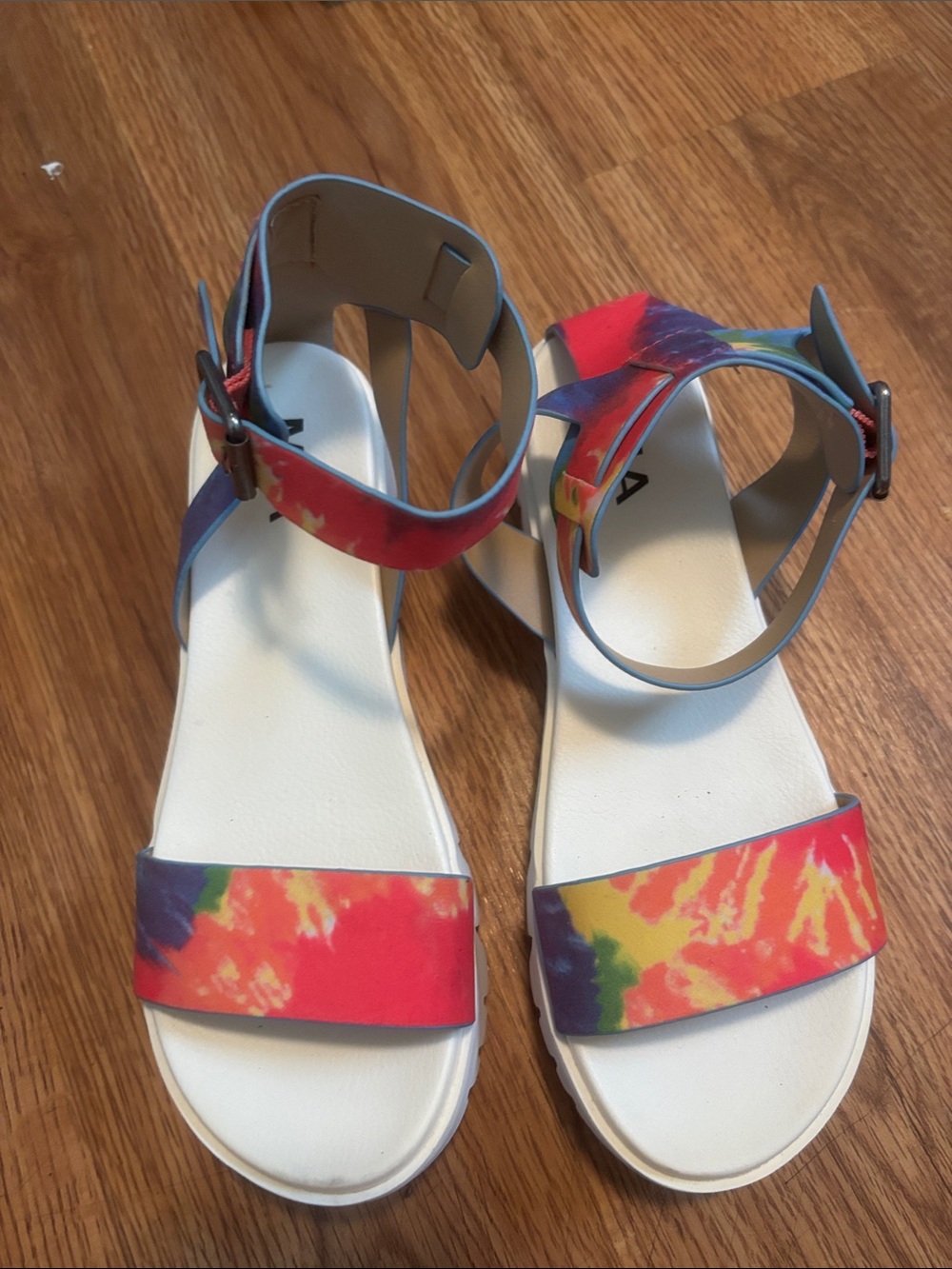 MIA Multicolor Tie-Dye Strap Women’s Sandals - White Footbed